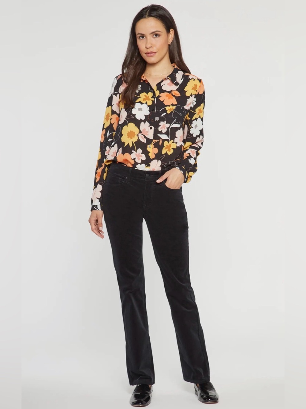 NYDJ Marilyn Black Straight-Leg Women’s Black Corduroy Pant Size 0